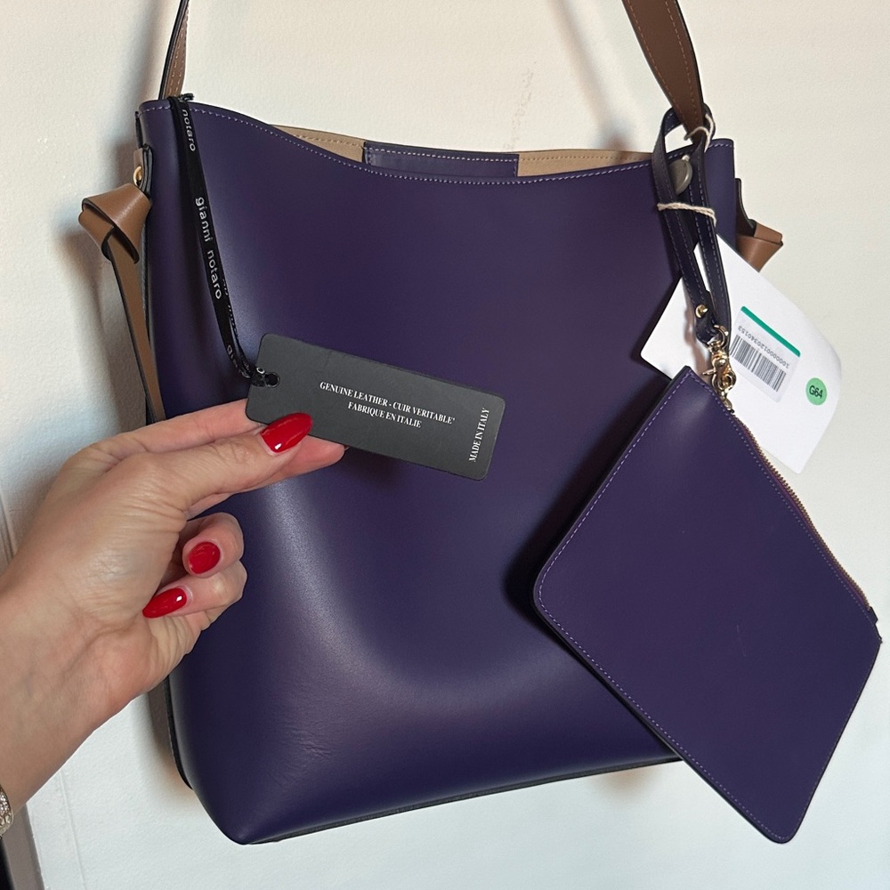 Elegant Purple Leather Tote Bag